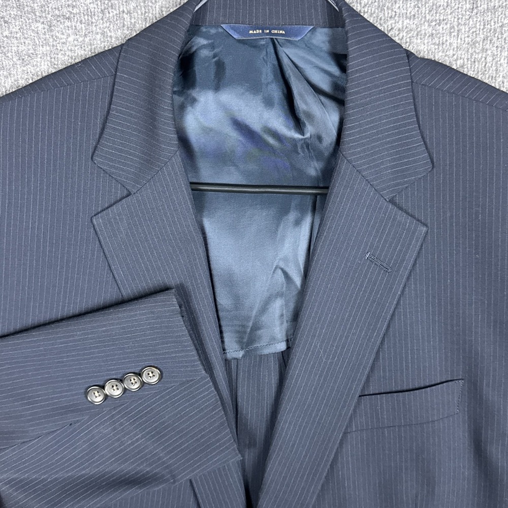 Brooks Brothers Blazer Mens 43R Navy Pinstripe Full Canvas Fitzgerald Brookscool